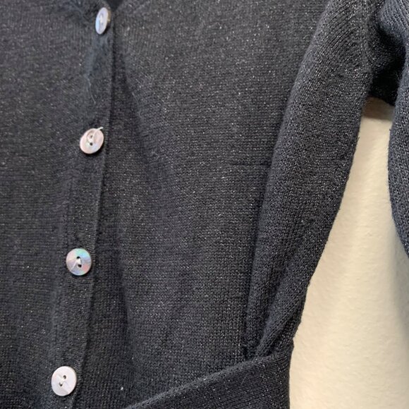 MIA JOY Black Knit Cardigan Girls 2 2T Sparkle Button-Up Long Sweater Belt Tie - Picture 5 of 6